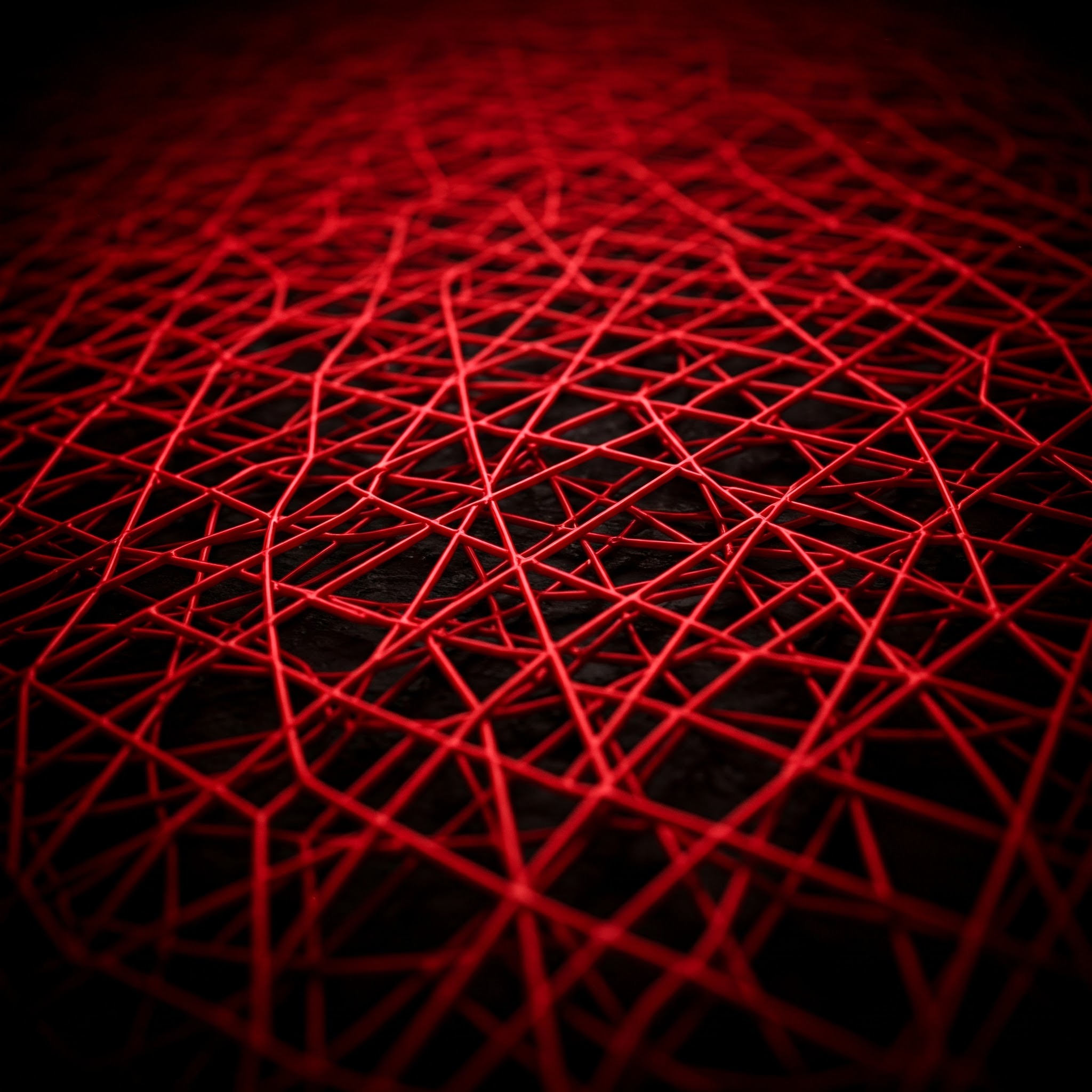 photo of Abstract Red Grates on Black Background